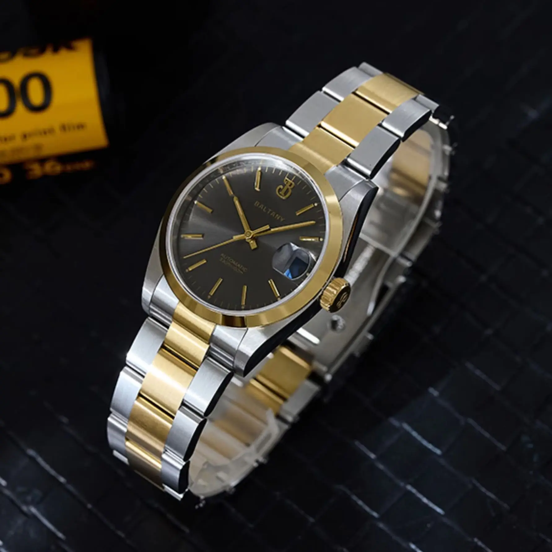 Baltany Herren-Automatikuhr Pilot 36 mm mechanische Armbanduhr Saphirspiegel 100 m wasserdicht C3 leuchtend NH35