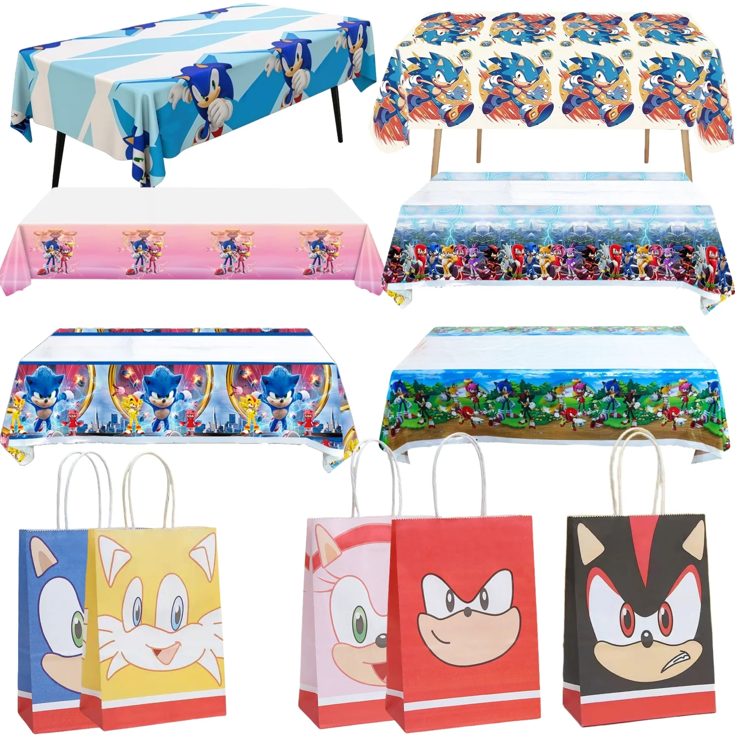 

Cartoon Hedgehog Tablecloth Birthday Party Decor Disposable Table Cover Table Cloth Hedgehog Paper Gift Bag Kids Party Favors