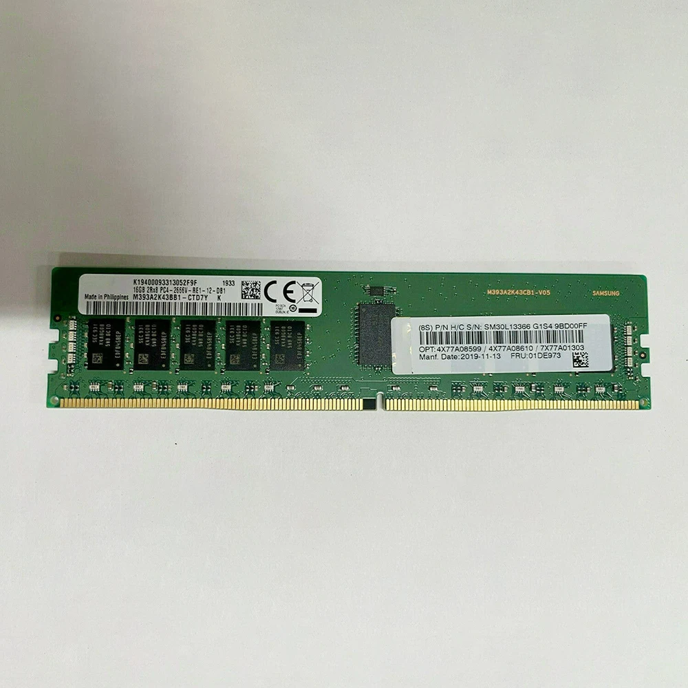 1PCS Mémoire serveur pour Lenovo 01DE973 7X77A01olympiques 16G 16GB DDR4 2666 2jas8 PC4-2666V REG ECC Entièrement Testé