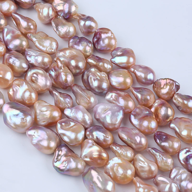 

15-22mm natural pink purple real loose freshwater fireball huge large baroque pearls strand