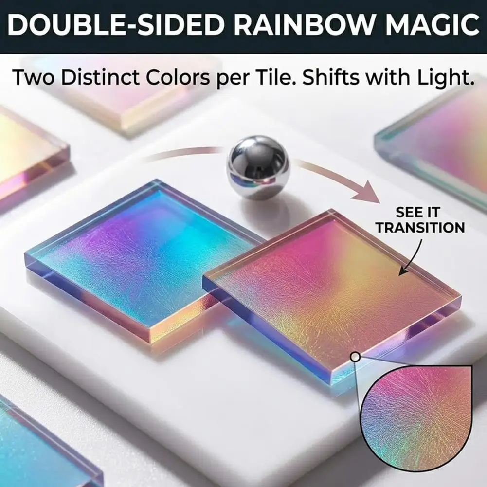 Acrylic Squares Pieces 300/500pcs Acrylic Squares Translucent Tiles Rainbow Mosaic Sheets for Diy Crafts Light Shadow Projects