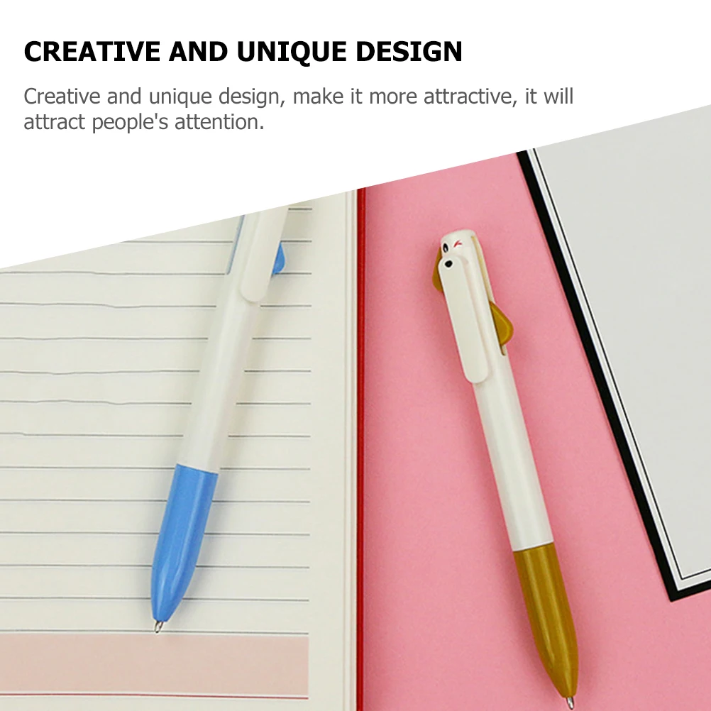 

6pcs Ballpoint Pens Cartoon Milk Dog Press Pens White Rod Colors Smooth Writing Daily Use Study Stationery Ergonomic Design