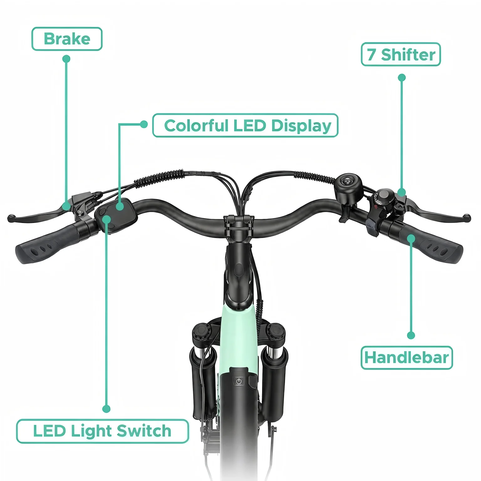 HillMiles MileCity 1 Bicicleta Eléctrica de 26", 250W 38Nm 36V13Ah con Batería Extraíble, Autonomía de Hasta 80–100 Km, 7 Velocidades, Suspensión Delantera, Freno de Disco Mecánico, Bicicleta Eléctrica Urbana, 25km/h EPAC, Verde
