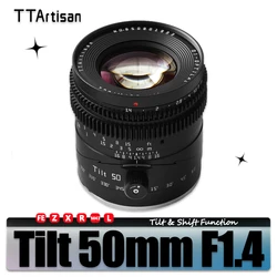 TTArtisan Tilt 50mm F1.4 MF Full Frame Camera Lens for Studio Photography Compatible with Sony E Nikon Z Fujifilm XF M43 L-mount