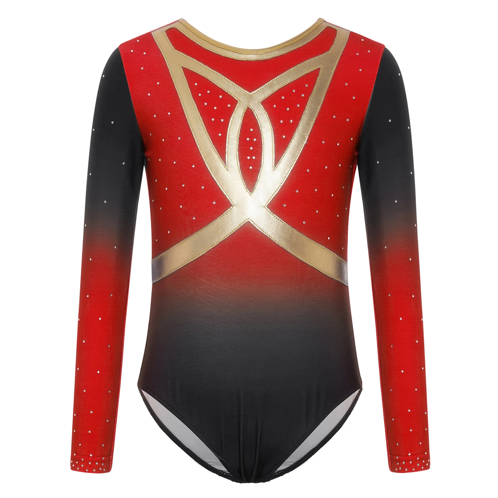 أطفال بنات التدرج الجمباز الباليه الرقص يوتار الشكل التزلج أداء الرقص زي طويل الأكمام لامعة الرقص داخلية #3