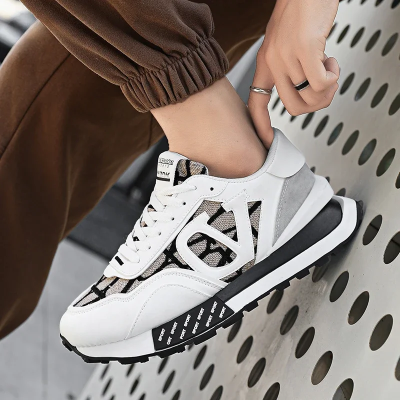 Chunky Sneakers Mens Designer Retro Running Shoes Fashion Casual Leather Fabric Breathable Height Increased Platform Sport Shoes image 4