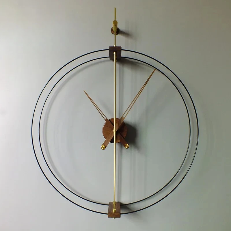 Nordic Style Wall Clock for Modern Living Room Bedroom Office Decor Black Walnut Wood Frame Silent Quartz Movement Large