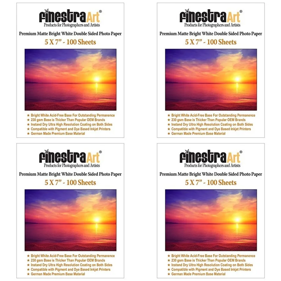 

5" X 7" Premium Matte Bright White Inkjet Double Sided Photo Paper - 100 Sheets
