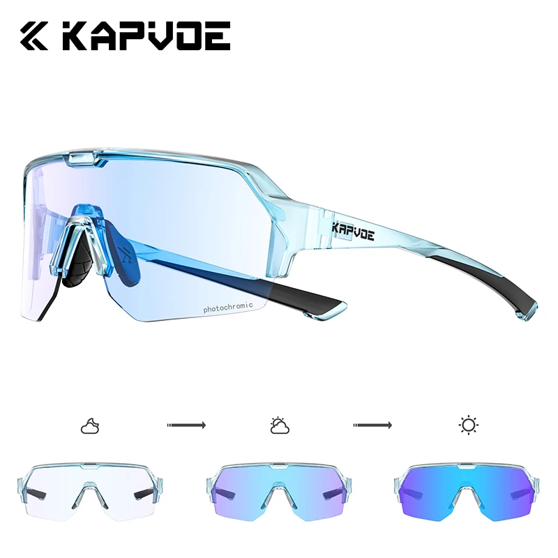 KAPVOE Neue Photochrome Sportbrille Nachtreitausrüstung MTB Fahrrad Racing UV400 Fahrradbrille Outdoor Camping Maske 5