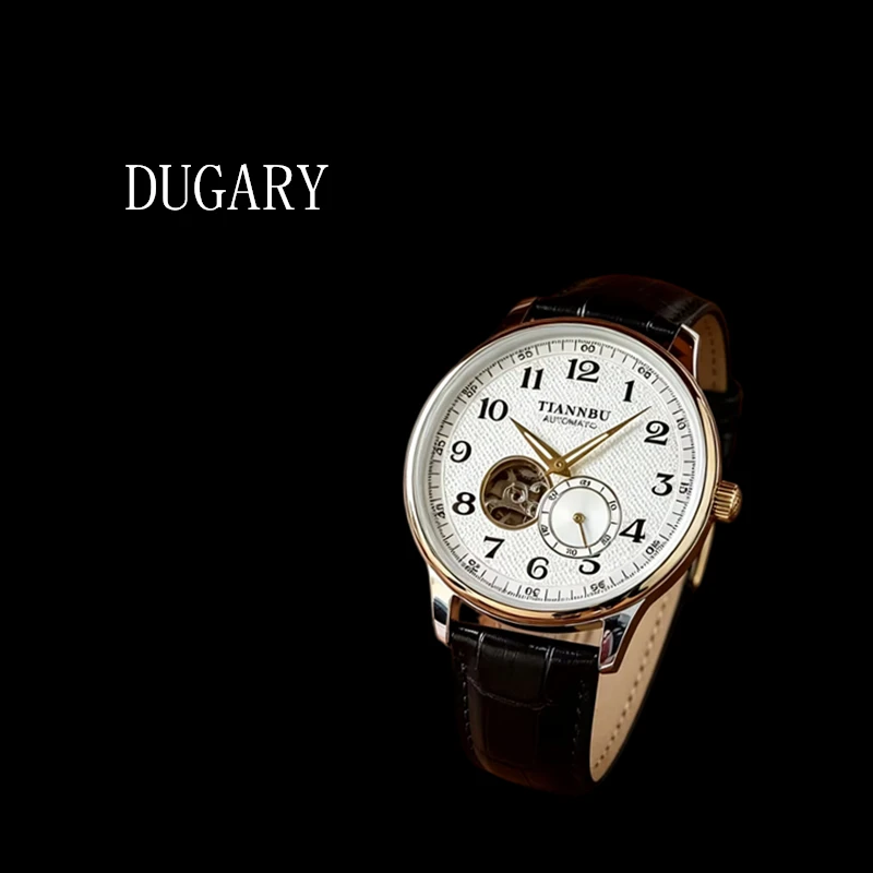 

DUGARY automatic mechanical watch 41mm hollow brand Wristwatches for men fashion business transparent Relogio Masculino Clock