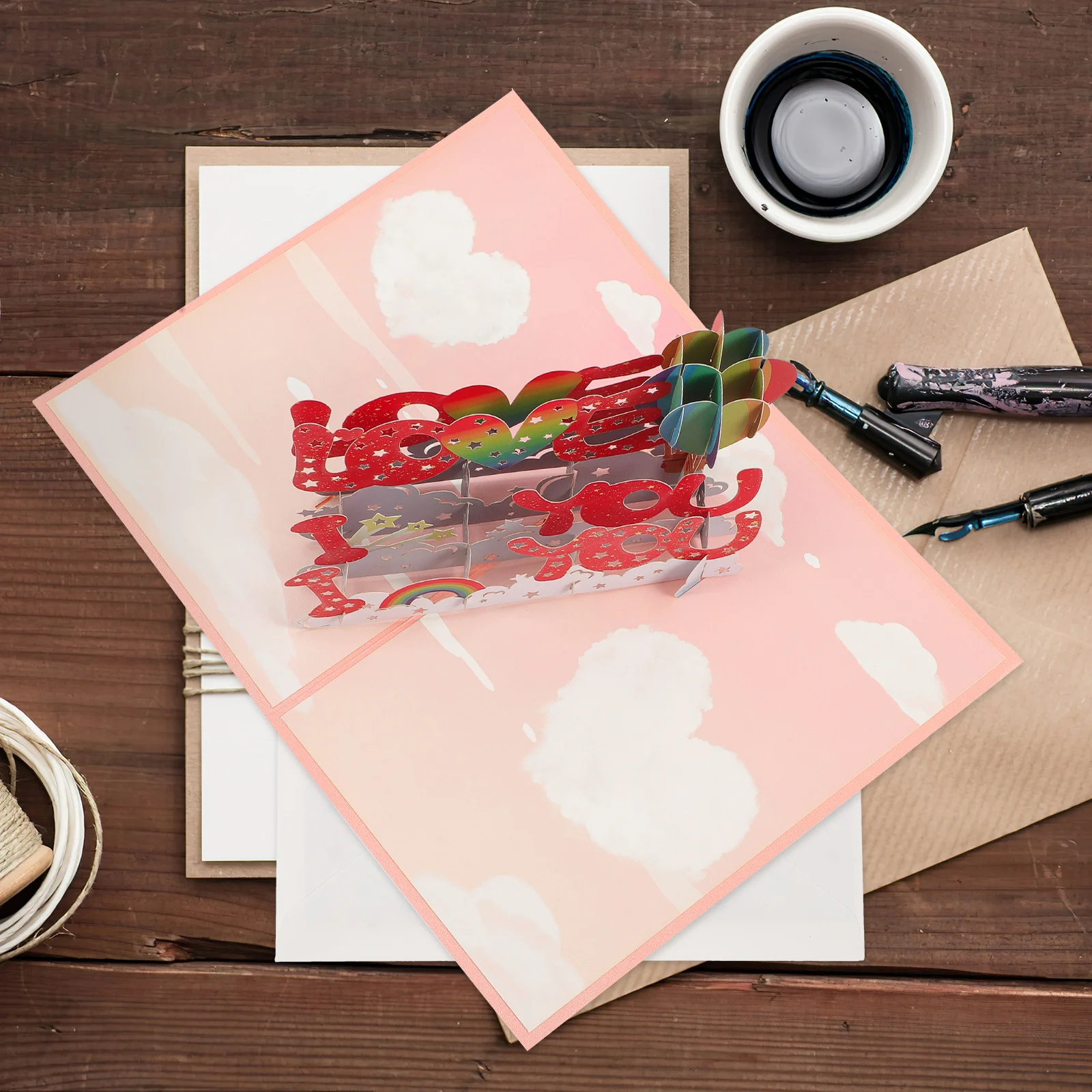 

1Set Creative 3D Paper Card I Love You Greeting Card for Birthday Festival Anniversary Valentine's Day Special Wishes
