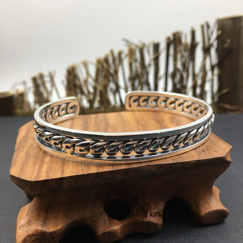 Handmade Thai Jewelry, Ruggedly Woven Silver , S925 Bracelet Men And Women