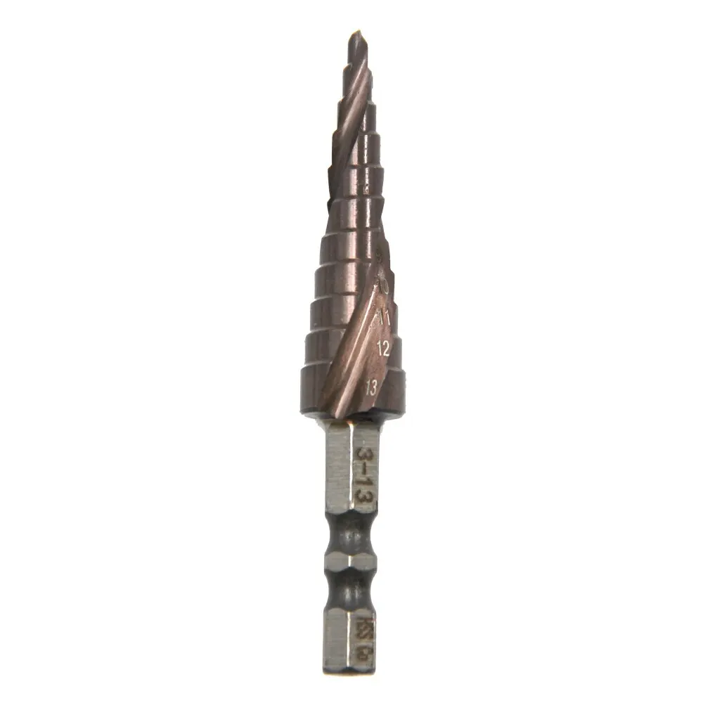 

M35 Hexagonal Spiral Cobalt Step Drill, Stainless Steel Hole Opener, Co Pagoda Drill Bit, Cutting Tool, 3-13mm