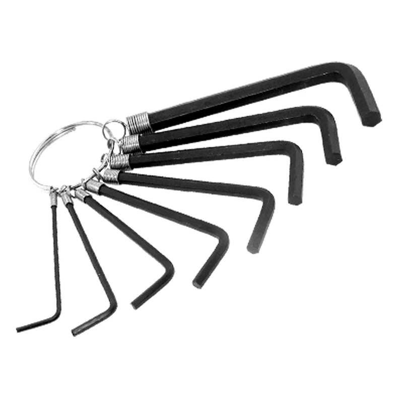 8 In 1 Hex Socket Wrench Mini Allen Key Wrench Hex Head Wrench 1.5mm-6mm Metric Key Chain With Ring Repair Hand Tools