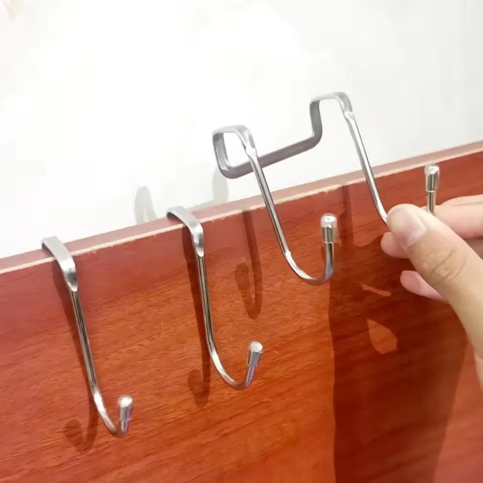 Durable Stainless Steel S-shape Double Hook for Kitchen Bathroom Rust-resistant Towel Coat Hanger Cabinet Door Storage