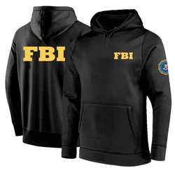 2024 FBI Printing New Men Spring and Autumn Breathable Solid Color Pullover Hoodies Loose Fashion Clothing Hooded Tops