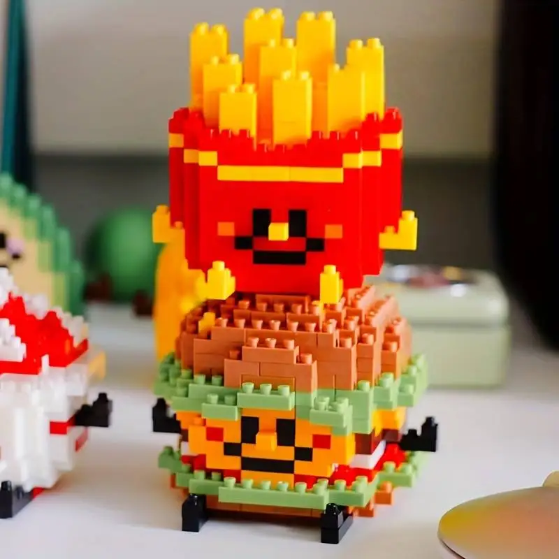 Kinder Pommes Burger Lebensmittel Bausteine Lebensmittel Serie Baustein Ziegel Kinder Puzzle Lernspiel zeug für Jungen Mädchen