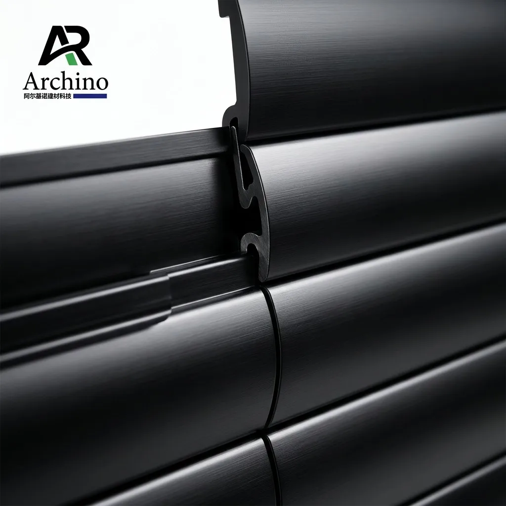 Modern Black Aluminum Insulated Roller Garage Door with Motorized Overhead Operation for Secure Residential Parking