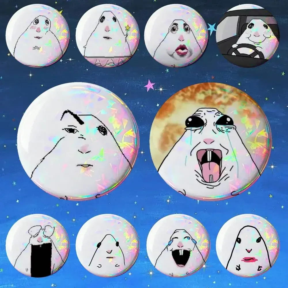 Creative Funny Hamster Meme Enamel Pins Cute Cartoon Animal Badges Handmade Round Brooch for Clothes Backpack Accessories