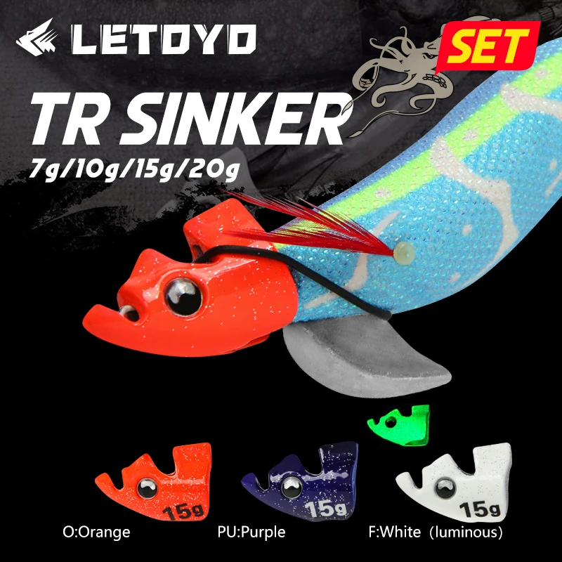 LETOYO 6PCS refit jig luminous TIP RUN sinker for squid bait eging sinking EGI webfoot octopus cuttlefish sea fishing lures