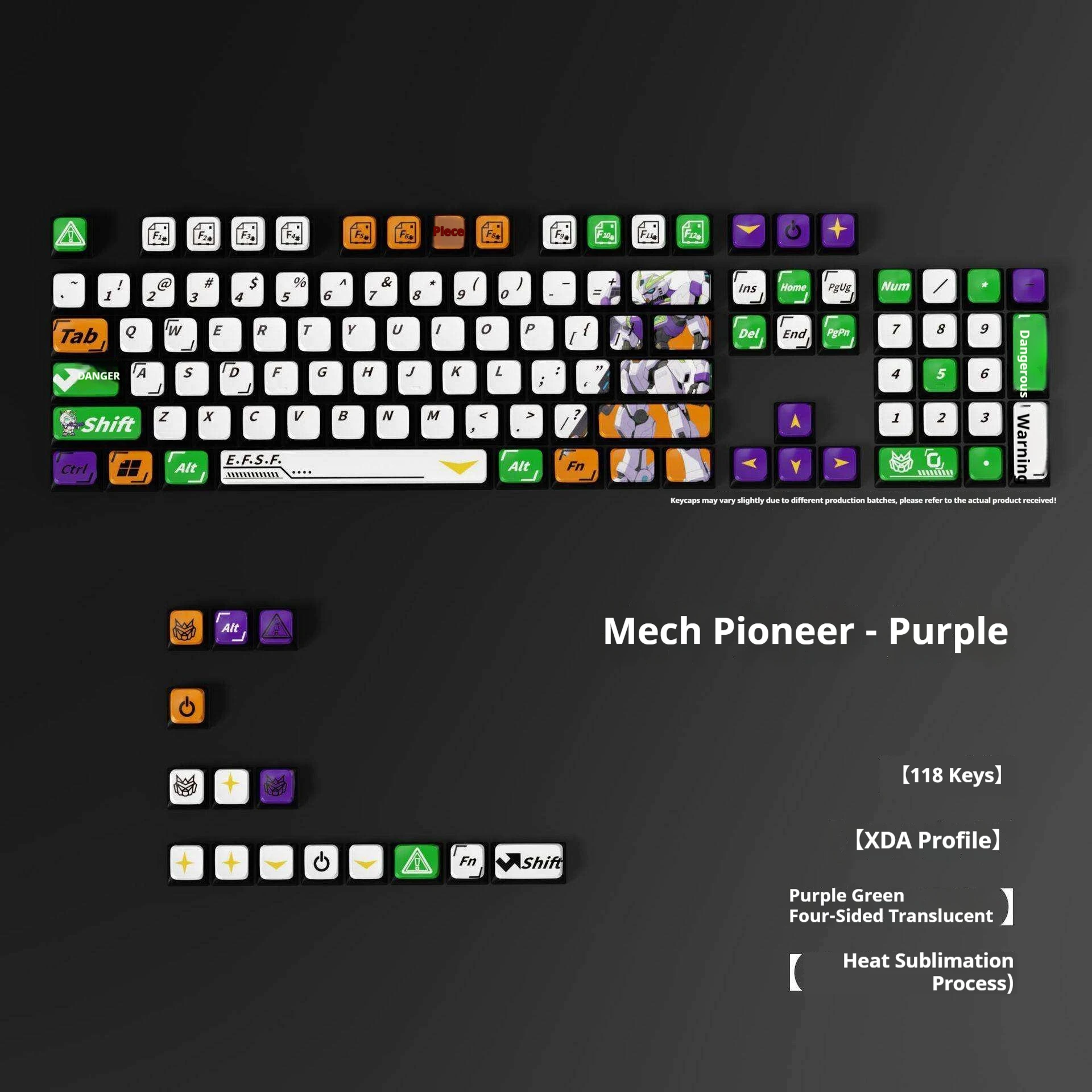

Sublimation PBT keycap XDA height purple-green two-color splicing mechanical keyboard keycap customization