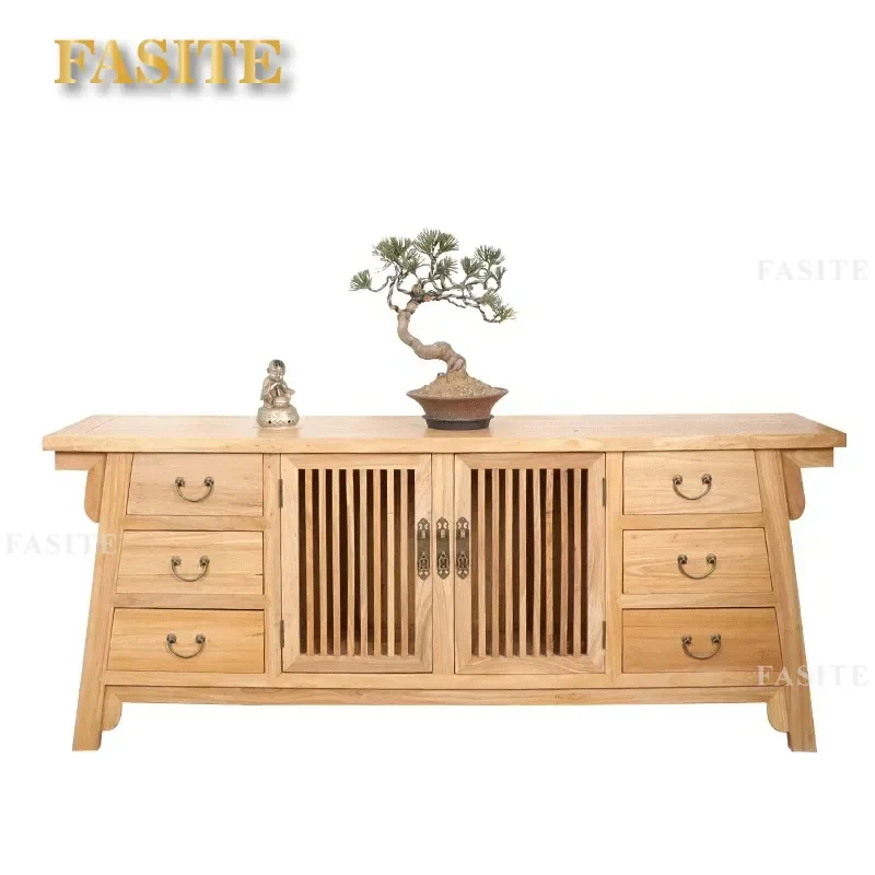 For Solid Wood Chinese Style Elm Entrance Porch Cabinet Low Console Table End View Locker New Chinese Household Furniture