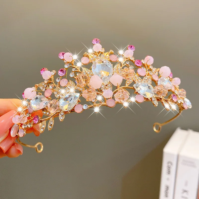 Headband for Girls Crystal Tiara Pearl Princess Crown Butterfly Pearl Hairband for Kids 5-16 Years Gifts for Birthday Costume