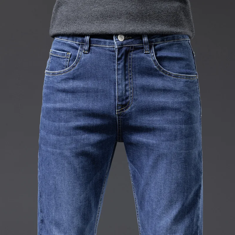 Pantalones vaqueros de moda de gama alta para hombre, pantalones largos informales elásticos versátiles, ligeros, de lujo, a la moda, para otoño