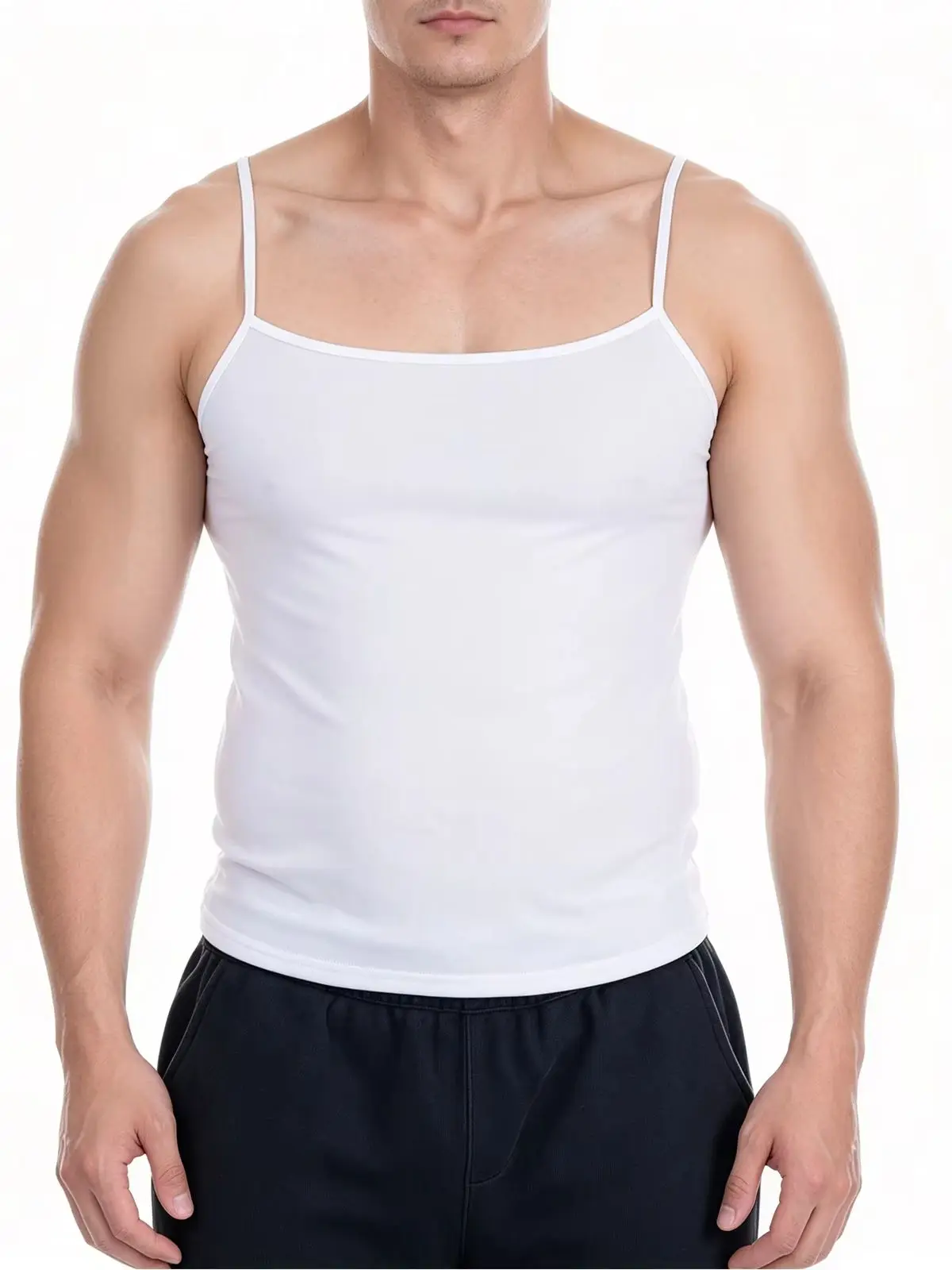 Men Summer Thin Spaghetti Strap Slips Vest Soft Stretch Sleeveless Tank Tops Fitness Undershirt Casual Body Shirt Slim Fit
