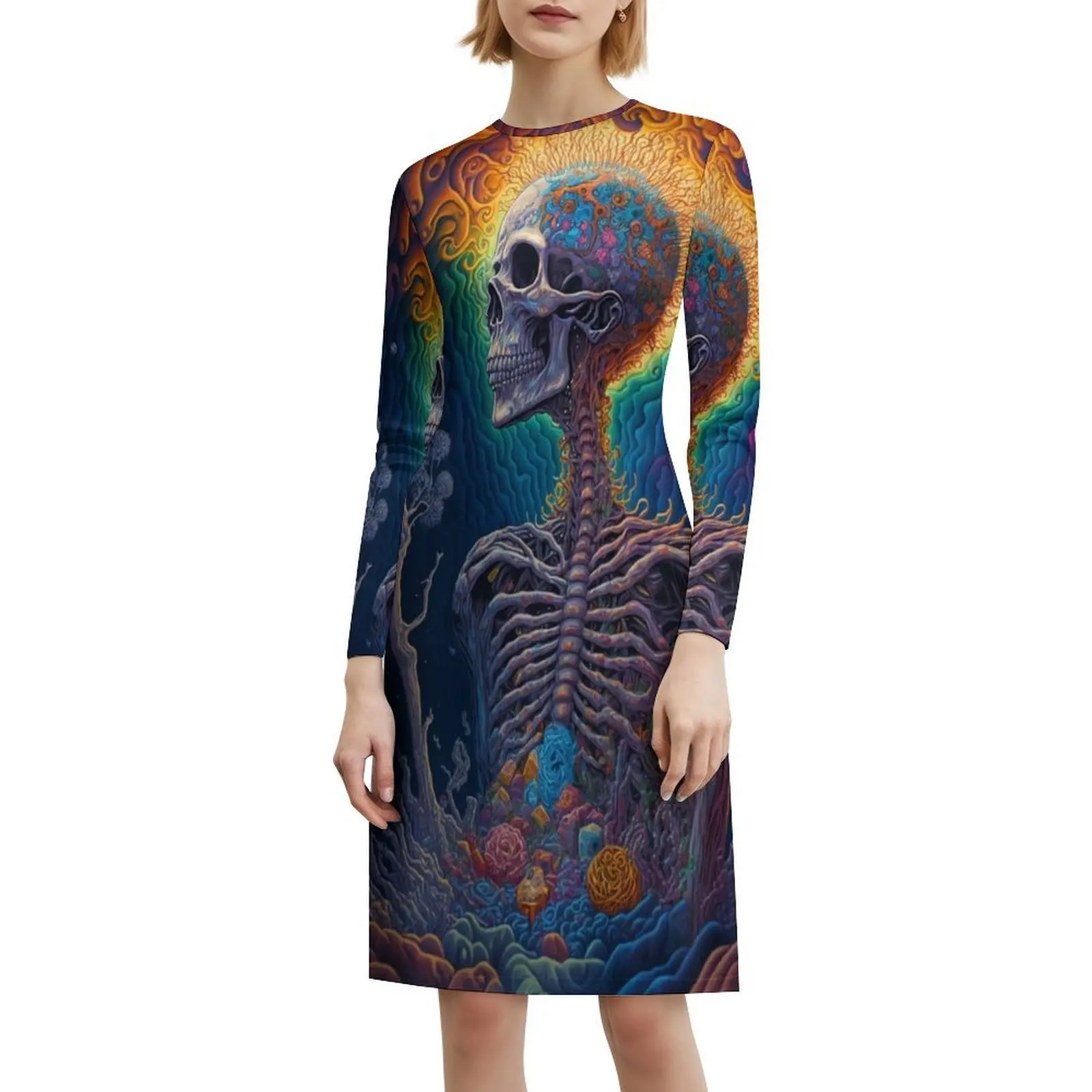 نهاية الحياة # 11 فستان بوهو أنيق أنيق لحفلات الزفاف على الشاطئ وحفلات الزفاف والنباتات والأشجار هيكل عظمي سريالي ملابس نسائية #6