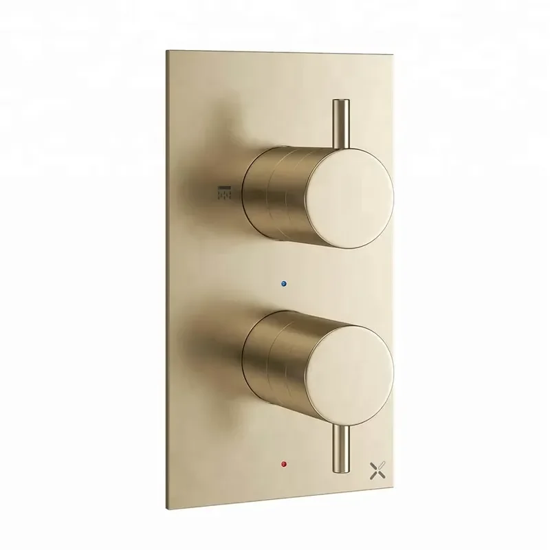 Brushed Brass Thermostatic Shower Valve 2 Way Diverter Mixer Tap Bathroom Faucet Hot Cold Water Control CVT001 BB Finish 2