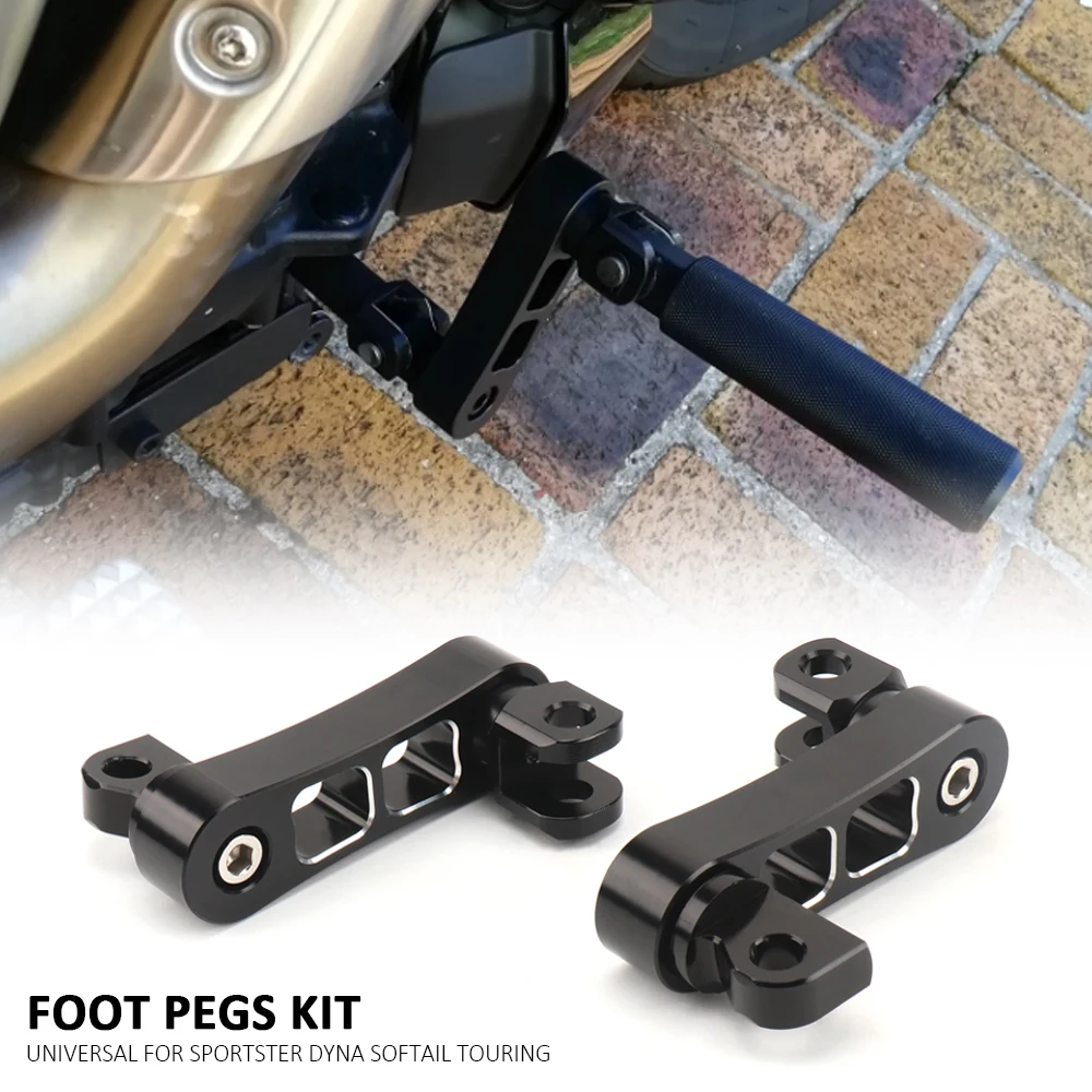 

Universal Motorcycle Accessories Black and Silver Passenger Foot Rest Footpegs Brackets For Sportster Dyna Softail Touring