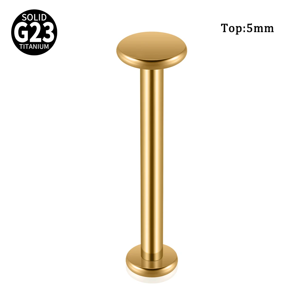 F-136 Titanium Alloy Round Flat Labret Tongue Barbell Stud