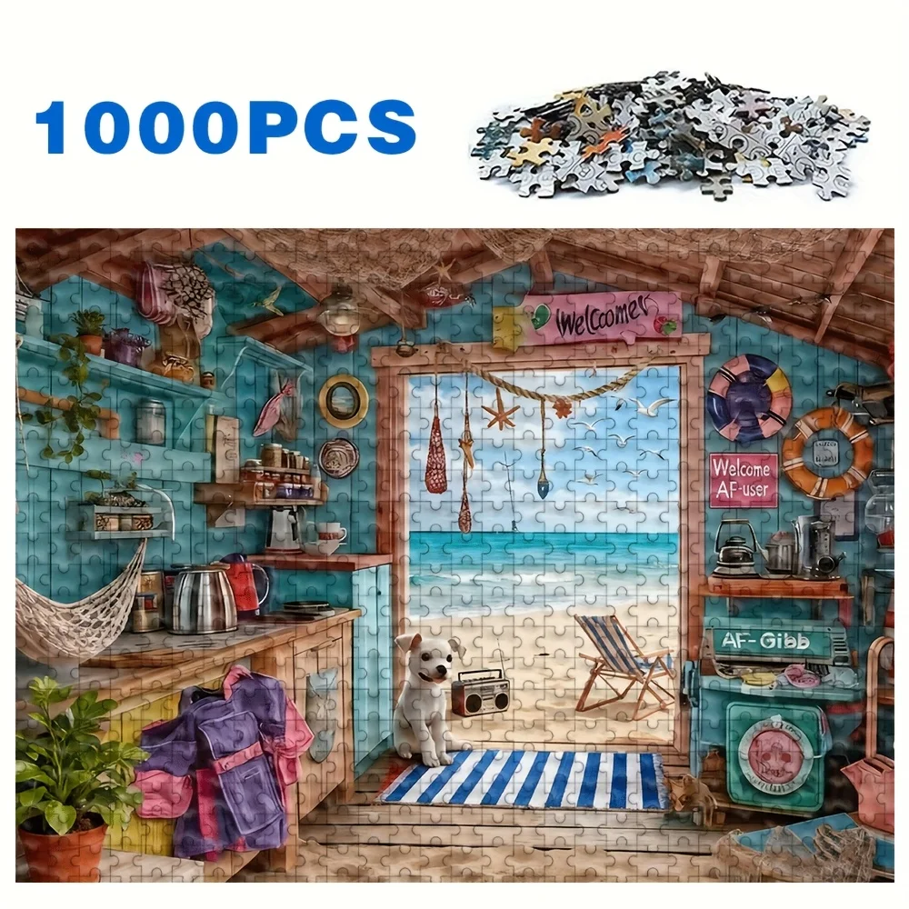 Quebra-cabeça para adultos, 500/1000 peças, provocador de cérebro em grande escala com padrões complexos, caixa portátil para família gam
