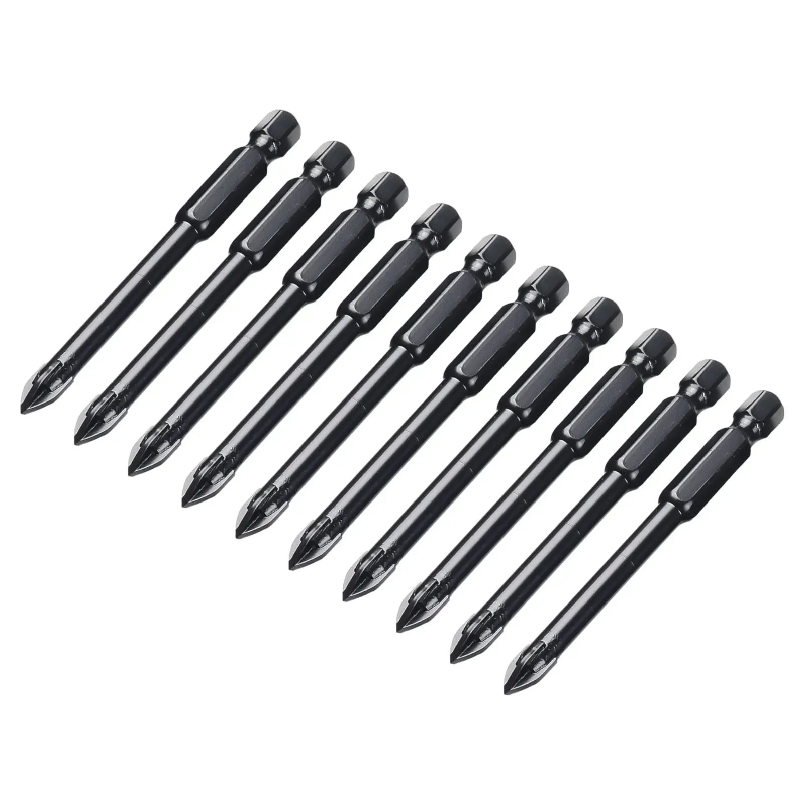 

10Pc Drill Bits 6mm Tile Porcelain Drill Bit Marble Ceramic Glass Brick Shank Hex Spear Head Anti-rust Professional Hand Tools