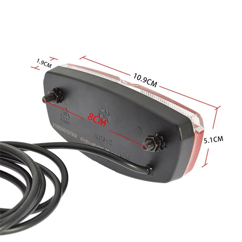 Enquêter arrière LED pour vélo électrique avec réflecteur, entrée 6V-48V