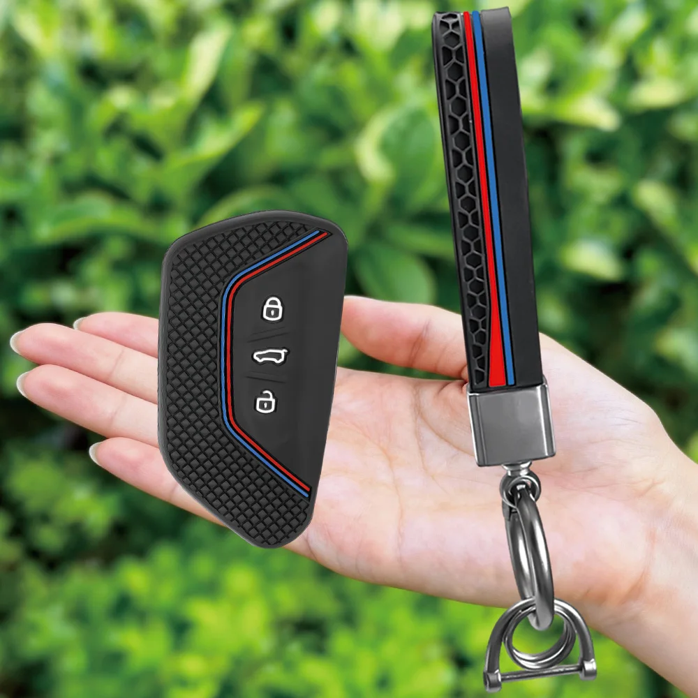 Keychain Silicone Key Case For VW Golf 8 ID4 Cupra Formentor Tarraco Mk7 Gti Mk8 Skoda Octavia 4 Seat Leon Mk4 Cover Accessories