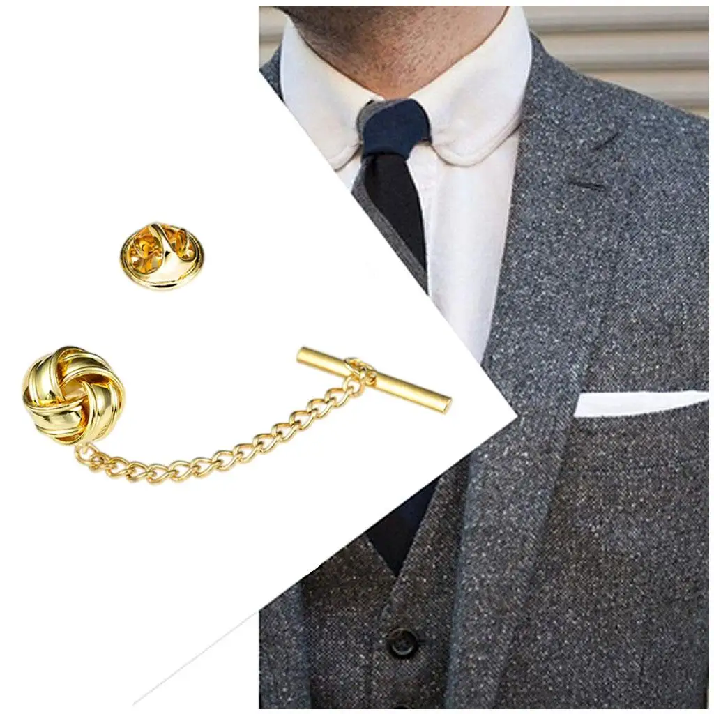 Mens Fashion Alloy Tie Tack Pin Round Lapel Brooch for Suit Shirt Party Wedding Gift