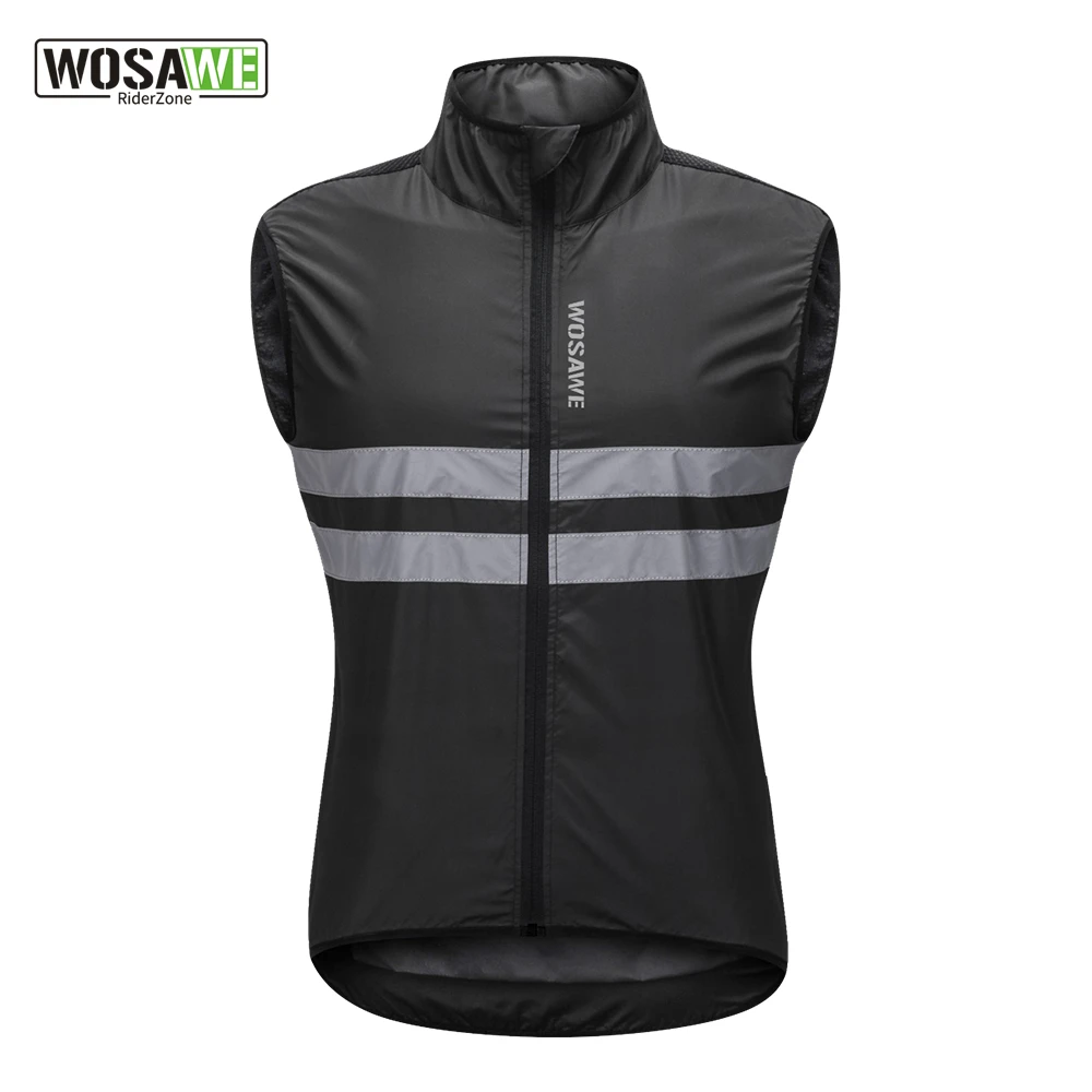 

WOSAWE Men Cycling Vest Windproof Lightweight Windbreaker Reflective Gilet for Hiking Runing Fishing