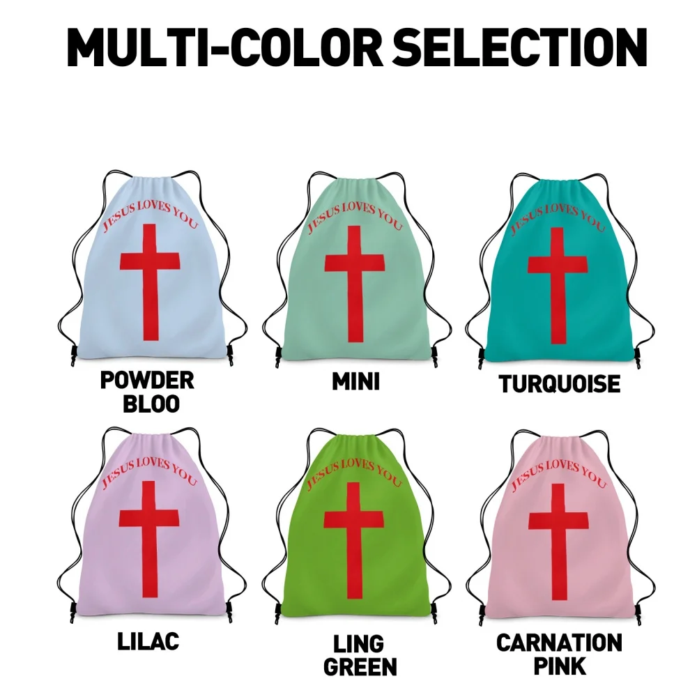 Christian Cross Drawstring Backpack Custom Text 
