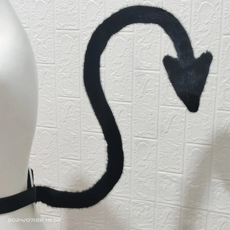 80cm 할로윈 악마 코스프레 퍼리 롱 테일 다크 고딕 로리타 액세서리 퍼슈트 테일 애니메이션 롤플레잉 파티 소품 유니섹스