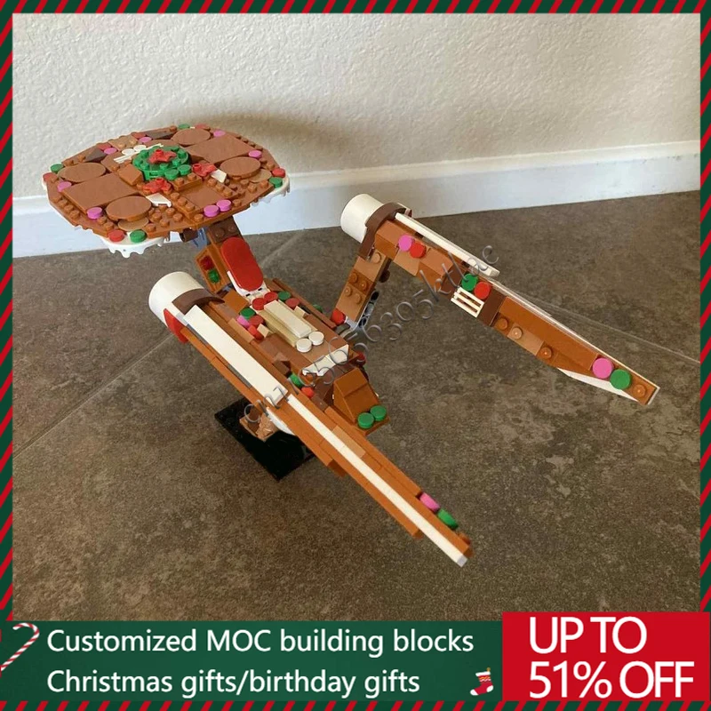 458 قطعة MOC تخصيص الزنجبيل طائرة حربية NCC 1701 الإبداعية بنة نموذج الأطفال التعليمية التجمع لعبة مهرجان هدية