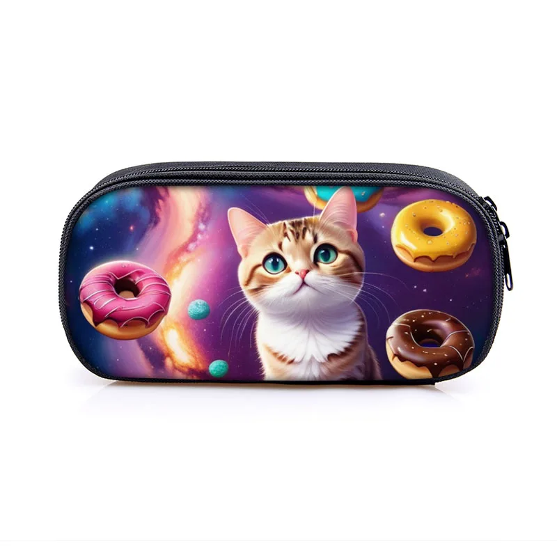 Cute Star Cat Print astuccio cosmetico Funny Cat Universe Galaxy Pencil Bags for Children Casual Pencil Box forniture scolastiche regalo