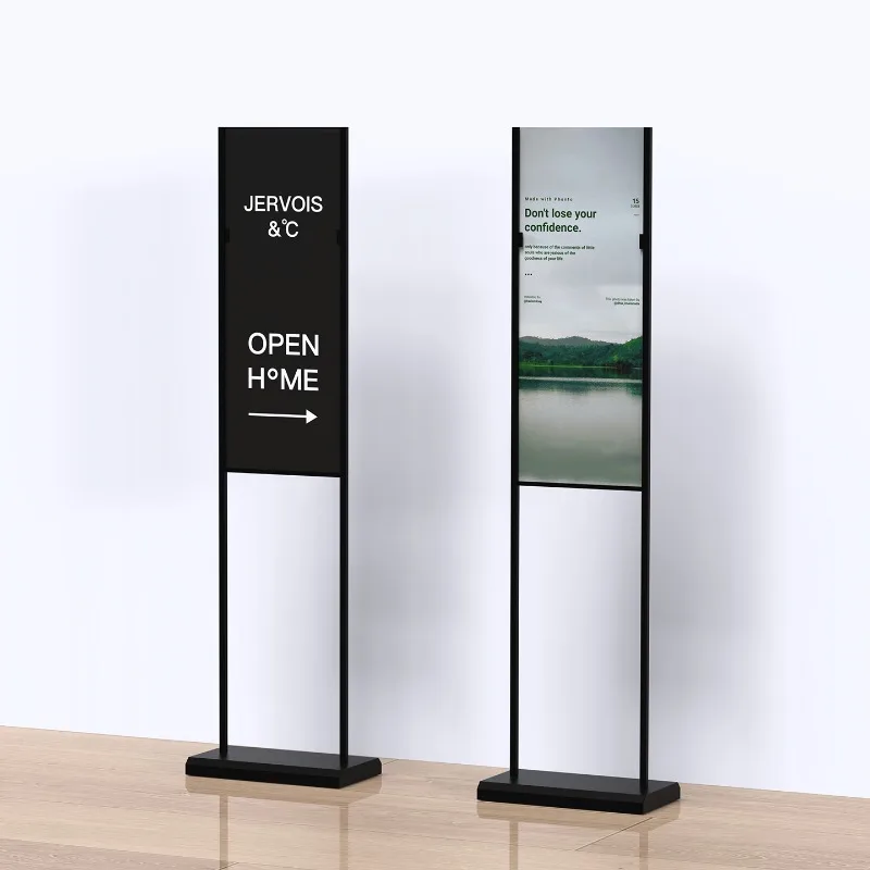 Outdoor Double-Sided Advertising Rack Display Floor-to-Ceiling Vertical Minimalist Sign Customizable Prompt Sign