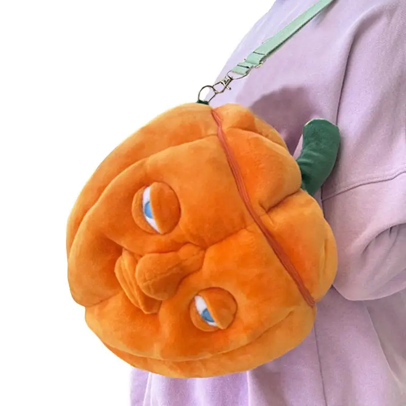 

Cute Pumpkin Crossbody Bag Halloween Plush Shoulder Bag Orange Pumpkin Purse For Women Girls Small Crossbody Bags For Women