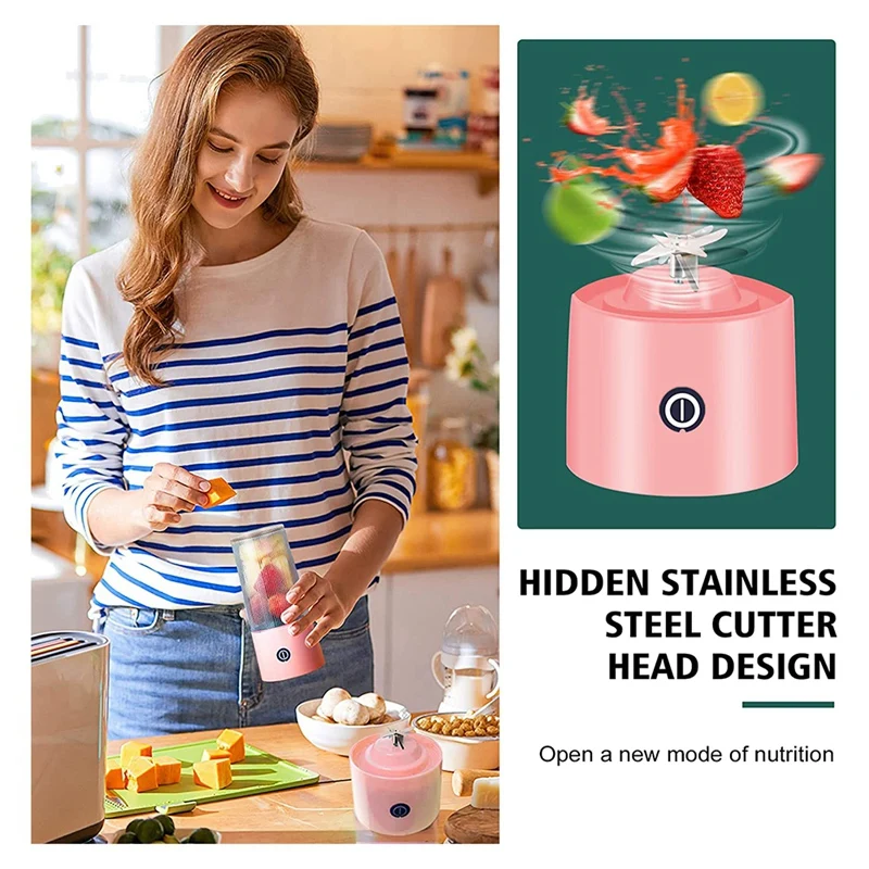 Portable Blender, USB Rechargeable Smoothie Mixer With Six Blades Of Spatial Structure,Personal Size Juicer Cup