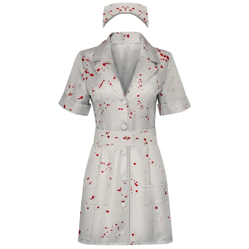 

Female Nurse Remake Zombie Role Play Cosplay Halloween Party Outfit Horror Theme Convention Scary Makeup Pr yy:89