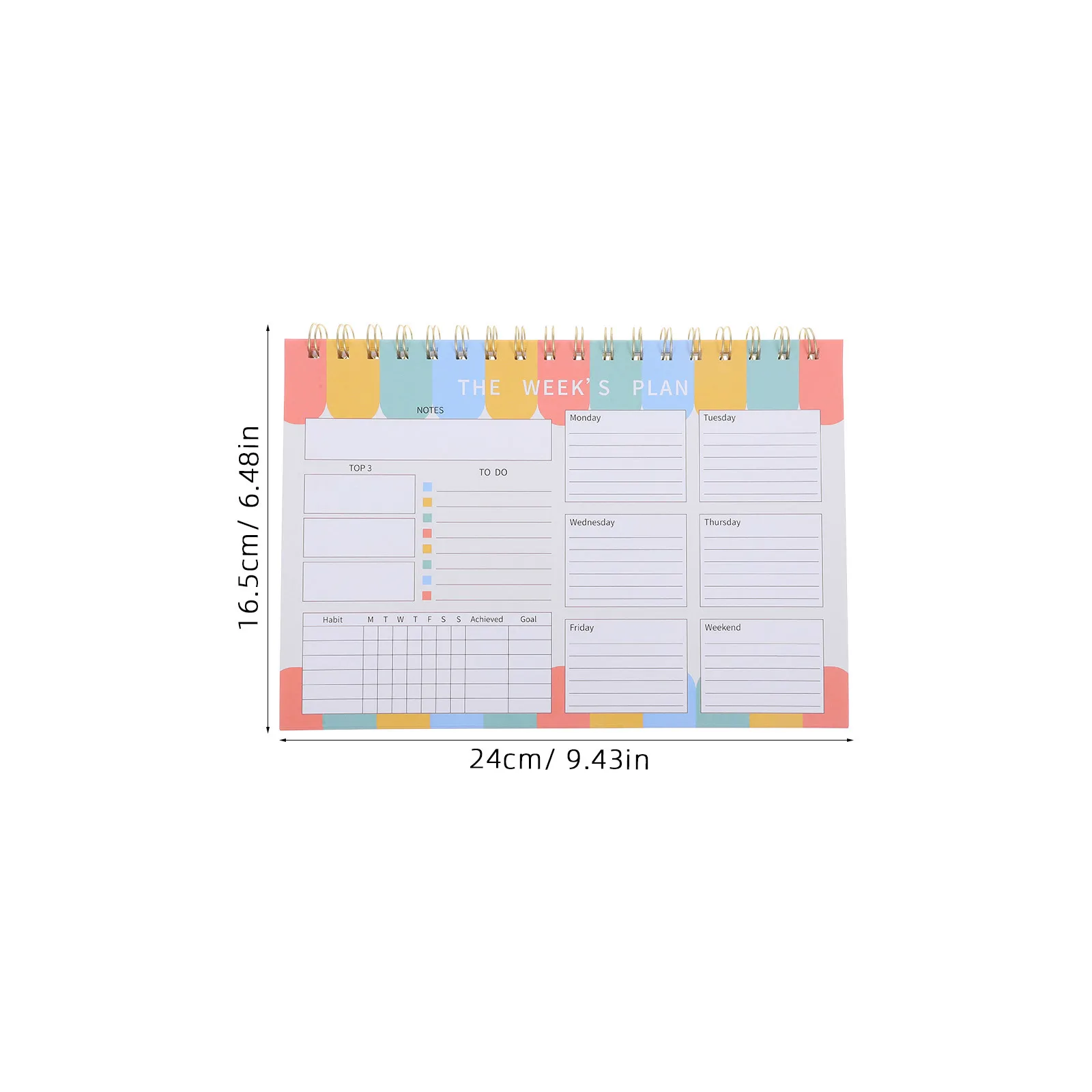 Caderno planejador semanal espiral encadernado grande almofada de planejamento semanal sem data para trabalho escola organização de tarefas domésticas diariamente