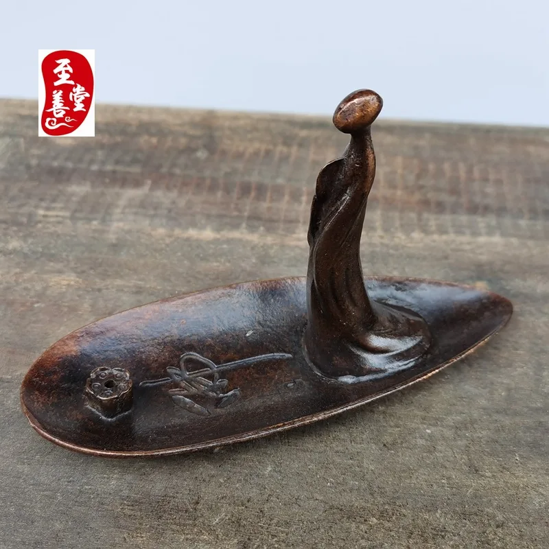 Antique collectible, old patina, imitation antique alloy copper living room decoration, a boat representing enlightenment, Buddh