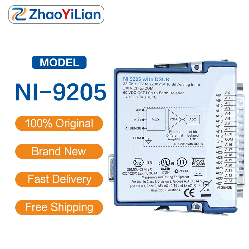 For NI-9205 779016-01 C Series Analog Input Module 32 Channel 16 Bit 500kS/s ±10V Isolated DAQ Card